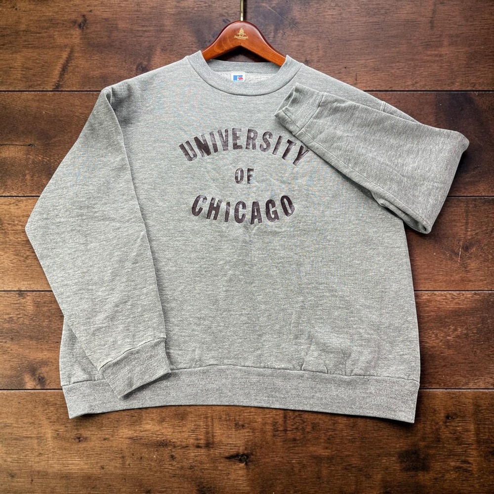 Vintage 90s Russell Athletic University of Chicago Sweatshirt Mens L Grey USA